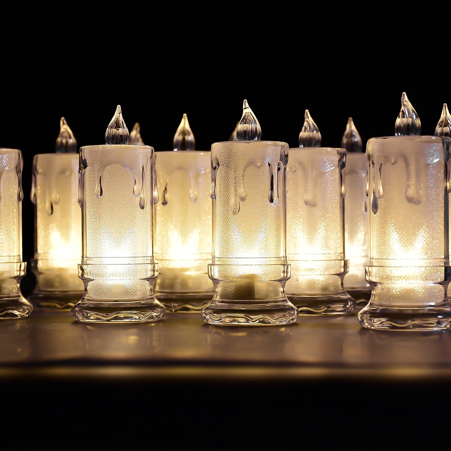 Group of melted design flameless candles. Group of melted design flameless candles.